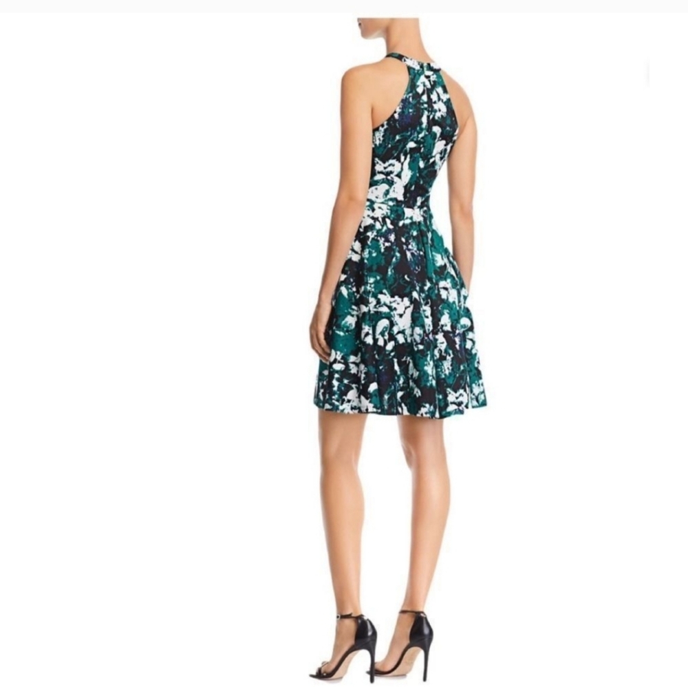 AQUA green abstract halter skater dress sz S, NWT - Picture 4 of 13